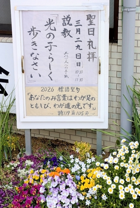 2026年3月29日(日) 日曜礼拝「光の子らしく歩きなさい」
